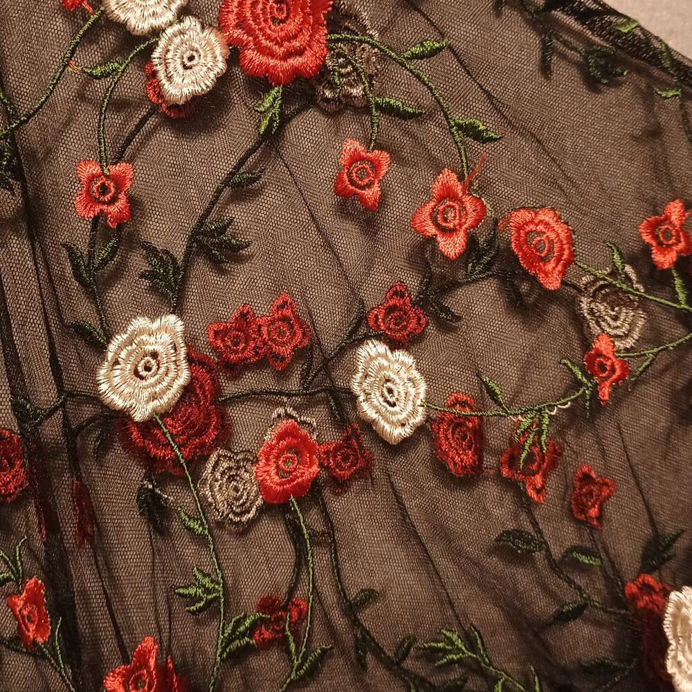Umgee Floral Embroidered Sheer Kimono Size L Beachy - Picture 4 of 8